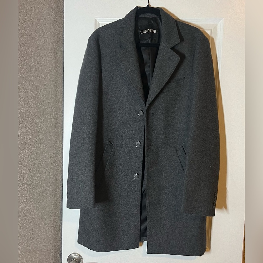Express Recycled Wool Grey Trench Coat Men’s S